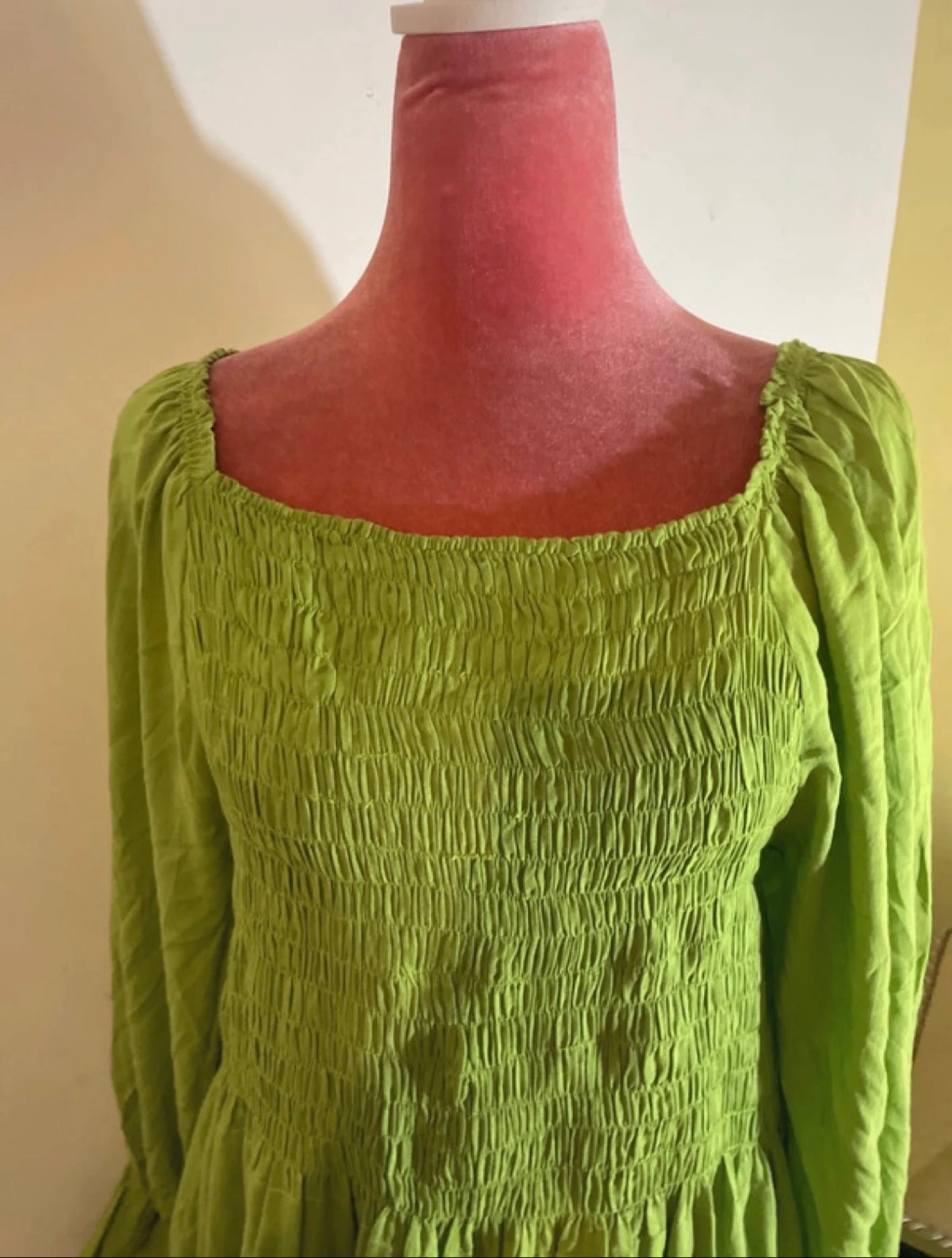 Lime green long dress, boho style. – photo 4